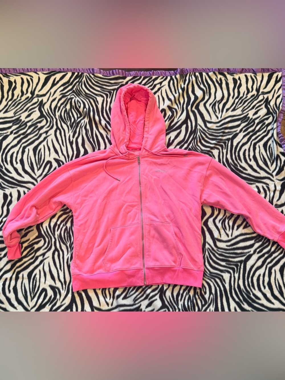 DKNY Sport Hot Pink Bedazzled Logo Hoodie
